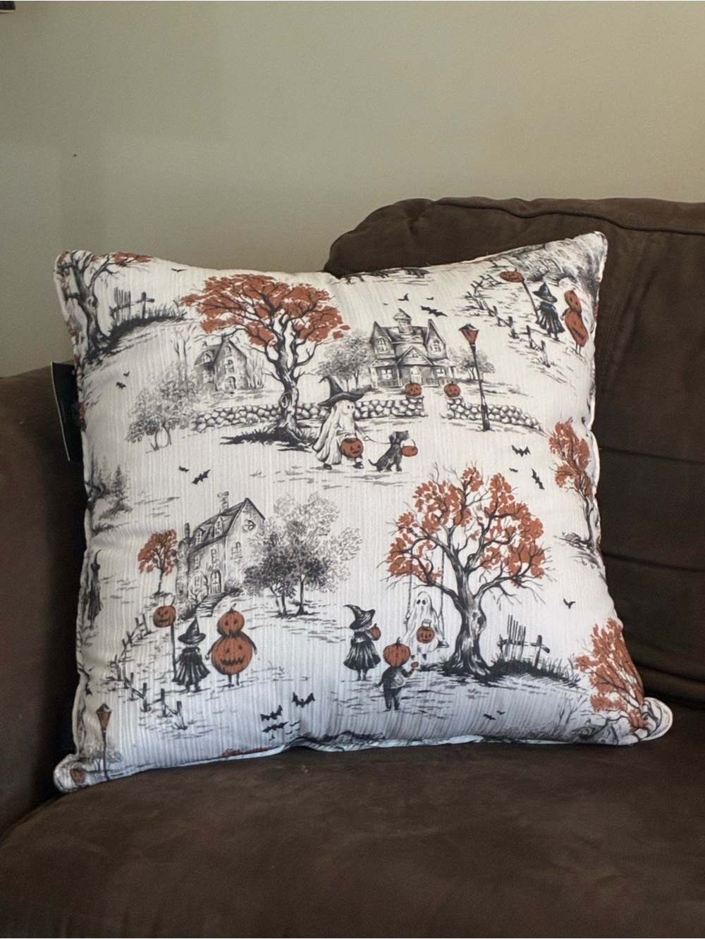 Nicole Miller Artelier Large Halloween Toile Accent Pillow Trick or Treat Ghosts